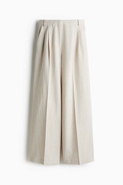 H&M Wide linen-blend trousers