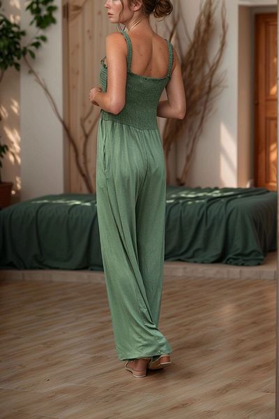 bacc Khaki Strappy Viscon Casual Jumpsuit Bcbsk-25700-K7142