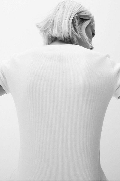 H&M Ribbed Button-front T-shirt