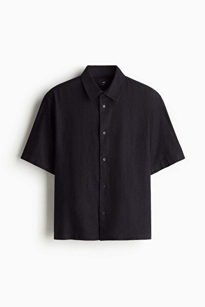H&M Loose Fit Short-sleeved linen-blend shirt
