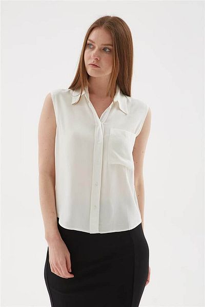 Fashion Friends Sleeveless Ecru Women's Shirt 25Y0382K1