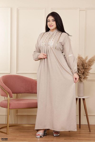 Generies Linen abaya made of light and comfortable linen material with an elegant and modern design, ideal for everyday use