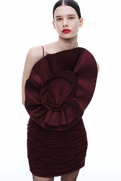 H&M Rose-appliquéd gathered dress