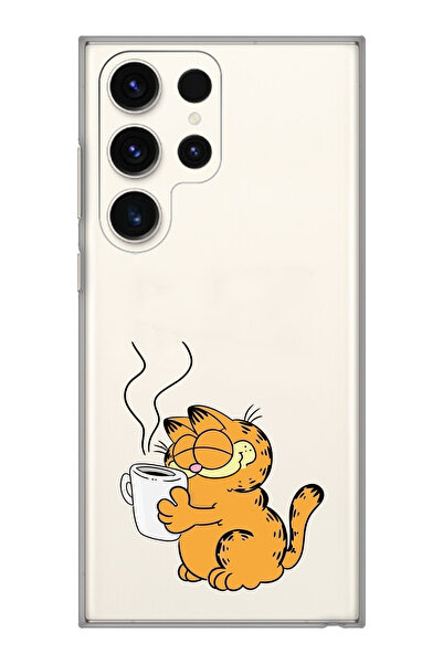 moonset Samsung Galaxy S22 Ultra Uyumlu Garfield Tasarımlı Baskılı Şeffaf Tel...