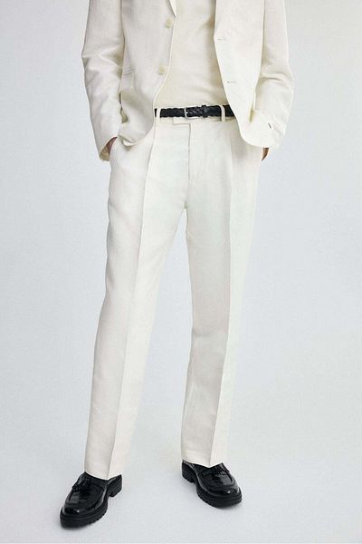 H&M Regular Fit Linen-blend suit trousers