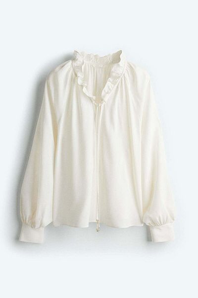 H&M Frill-trimmed drawstring blouse