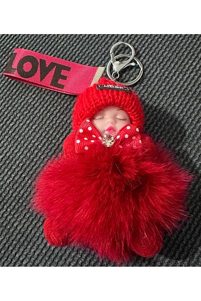 hdshop Hdsp Pompom Sleeping Baby Keychain - Bag Accessory