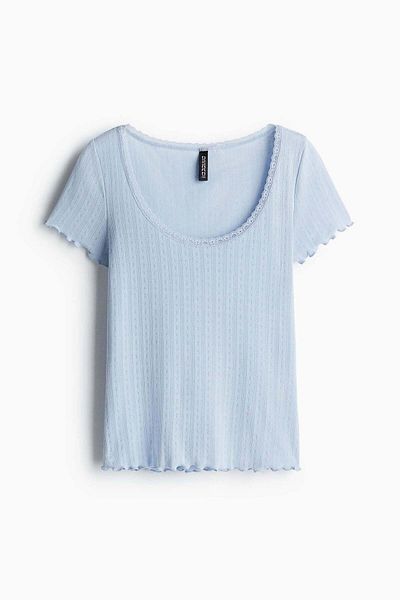 H&M Lace-trimmed pointelle T-shirt
