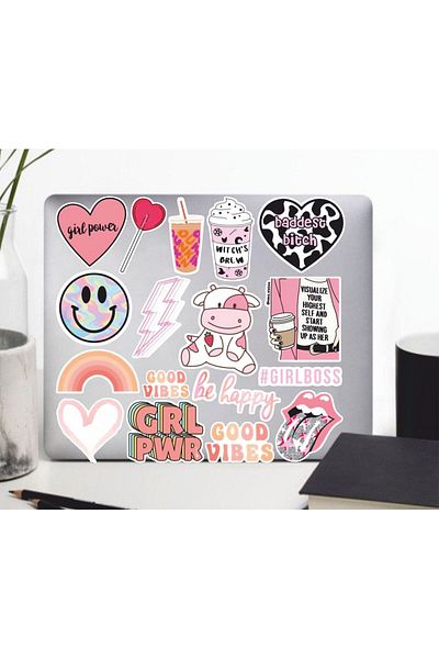 hediyenebak Girl Pink Sticker Set |   Laptop Agenda Pc Tablet Phone Notebook Sticker Bullet Journal