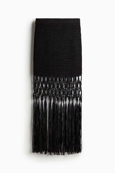 H&M Fringed Crochet-look Skirt