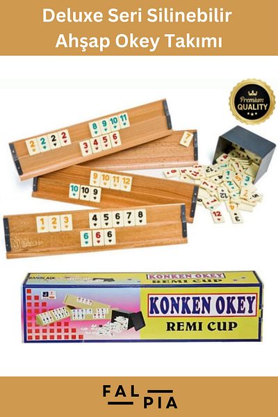 Falpia Deluxe Series Antibacterial Entertainment 101 Cafe Scratch-Resistant Erasable Konken Wooden Okey Set