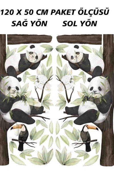 KT Decor Forest Friends Woodland Panda Family Wall Sticker Set