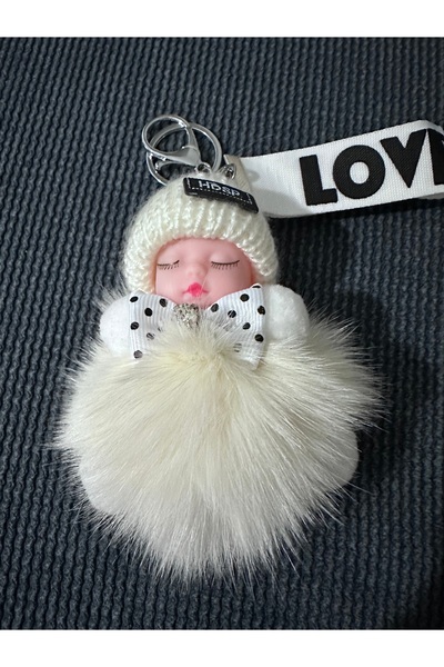 hdshop Hdsp Pompom Sleeping Baby Keychain - Bag Accessory