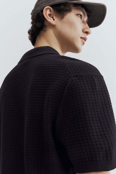 H&M Regular Fit Textured-knit Polo Shirt