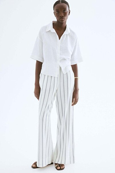 H&M Wide linen-blend trousers