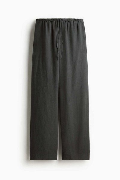 H&M Straight linen-blend trousers