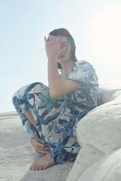 H&M Smocked-bodice crinkled dress