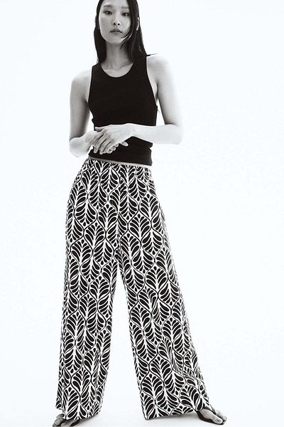 H&M Wide Linen-blend Trousers