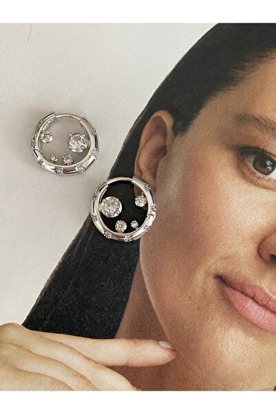Pinery Jewels C Halka Tek Taş Detaylı Kadın Küpe Çifti