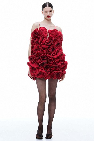 H&M Ruffled satin dress
