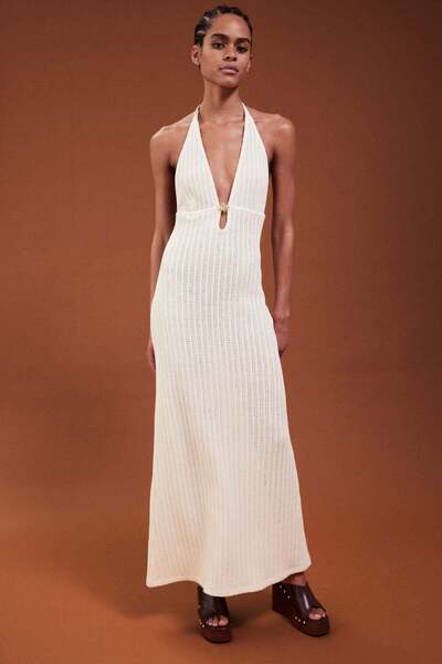 H&M Embellished pointelle-knit dress