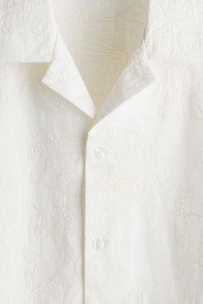 H&M Regular Fit Embroidered Resort Shirt