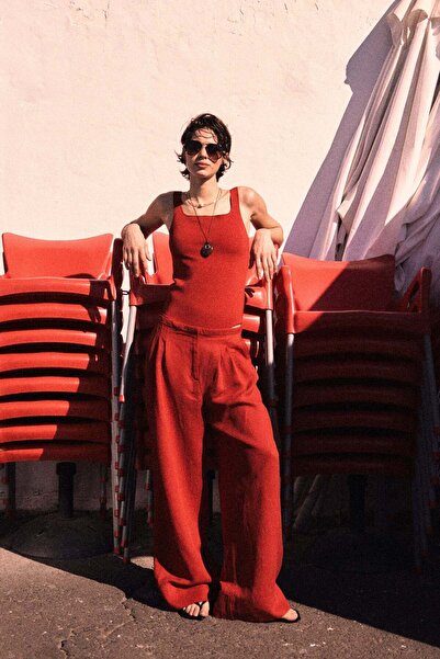 H&M Wide linen-blend trousers