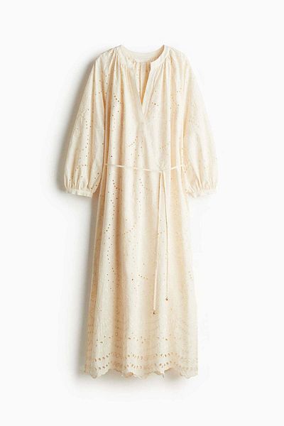 H&M Broderie anglaise tie-belt dress
