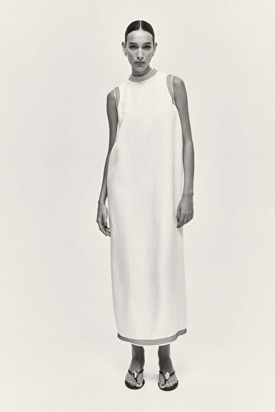 H&M فستان من مزيج الكتان