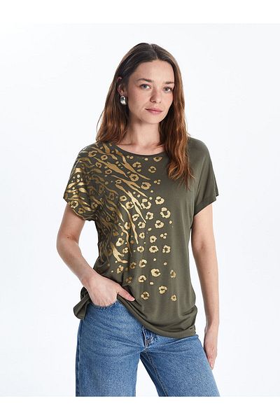 LC Waikiki Tricou de damă cu imprimeu cu gât crew