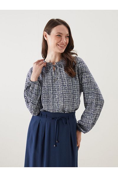 LC Waikiki Tie Collar Patterned Women's Blouse