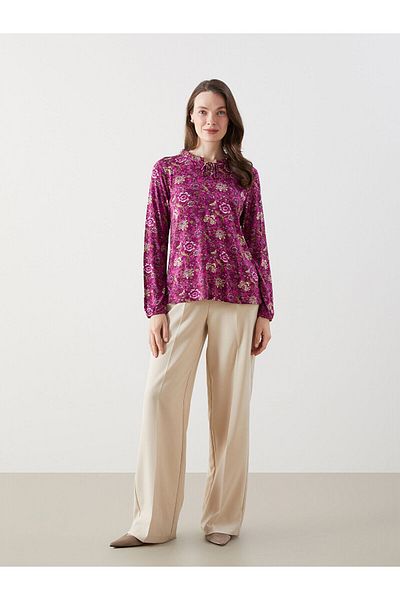 LC Waikiki Women's Blouse with Tie-Down Collar Flower