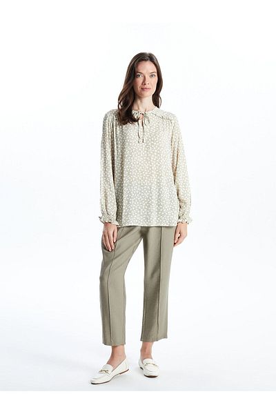 LC Waikiki Tie Collar Patterned Women's Blouse