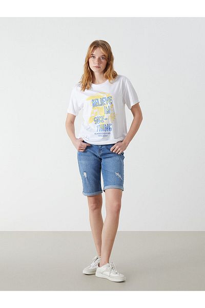 LC Waikiki Tricou de damă cu imprimeu cu gât crew