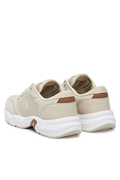 Calvin Klein Kadın Renk Geçişli Orta Topuk Rahat Kalın Taban CK Yazı Detaylı Bej Sneaker YW0YW01743-0F8