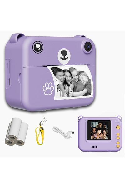 Choice Young Purple Digital Children Camera Hd Video Recorder Thermal Printer Birthday Gifts