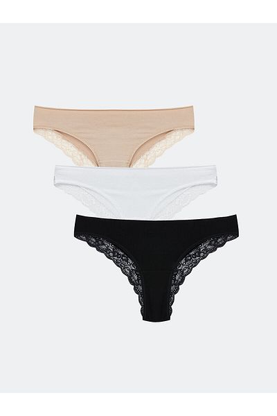 LC Waikiki Lace Detailed Brazilian Panties 3 Pack