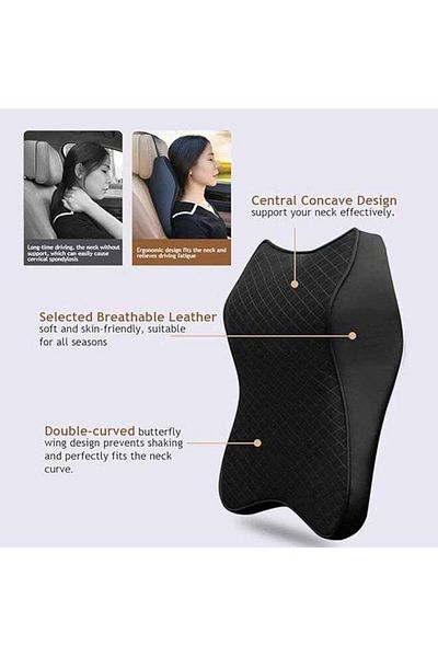 COOYA Headrest Neck Rest Cushion, Ergonomic Car Neck Pillow for Neck/Back Pain Relief (Black 2PCS)