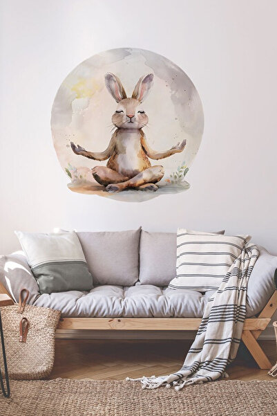 KT Decor ملصق حائط دائري لليوجا والتأمل على شكل حيوانات لطيفة