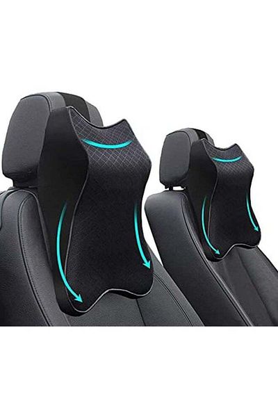 COOYA Headrest Neck Rest Cushion, Ergonomic Car Neck Pillow for Neck/Back Pain Relief (Black 2PCS)