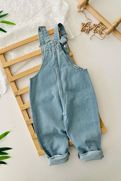 Minigimin Cicileri My Little One's Cicileri Mcky Embroidery Detailed Denim Boy's Salopet - Light Blue