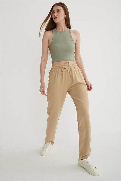 Fashion Friends Beige Accumulated Pants - Comfortable and Flexible to Add to Belts