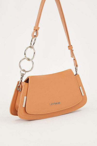 Levidor Camel Cover Leather Strap Baguette Bag
