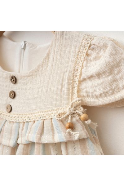 Lumia Baby Glitter Detailed Buttoned Baby Girl Dress