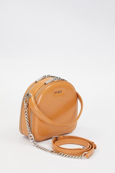 Levidor Brown Double Zipper Shoulder Bag