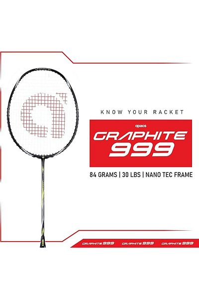Apacs Graphite 999 Japanese Graphite Unstrung Badminton Racket | 30 LBS Tension | Black Yellow