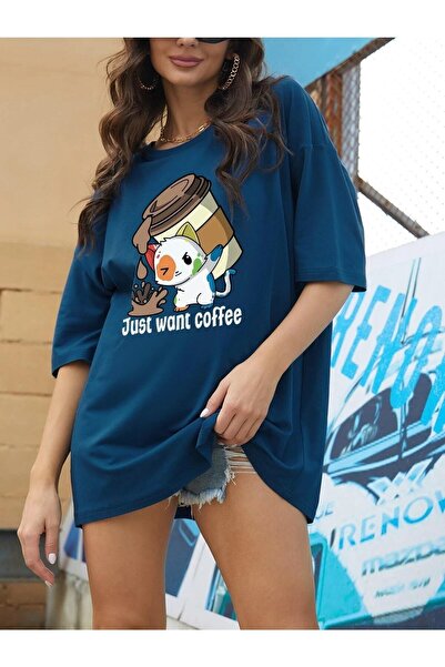 NOFLEN Saks Oversize T-shirt Coffee Printed