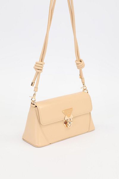 Levidor Khaki Triangle Lock Detailed Shoulder Bag