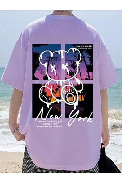 NOFLEN Bear New York Printed Oversize ανδρικό μπλουζάκι Casual Boyfirend