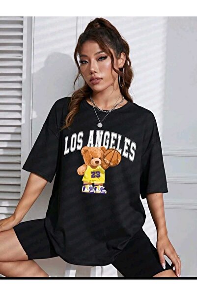 NOFLEN Γυναικείο LosAngel 23 Printed Oversize Casual Beige T-shirt Unisex Boy...